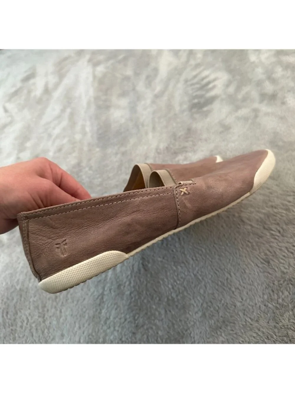 Frye Melanie Slip On Shoes Loafers Women's size 9.5 Gray Leather Flats